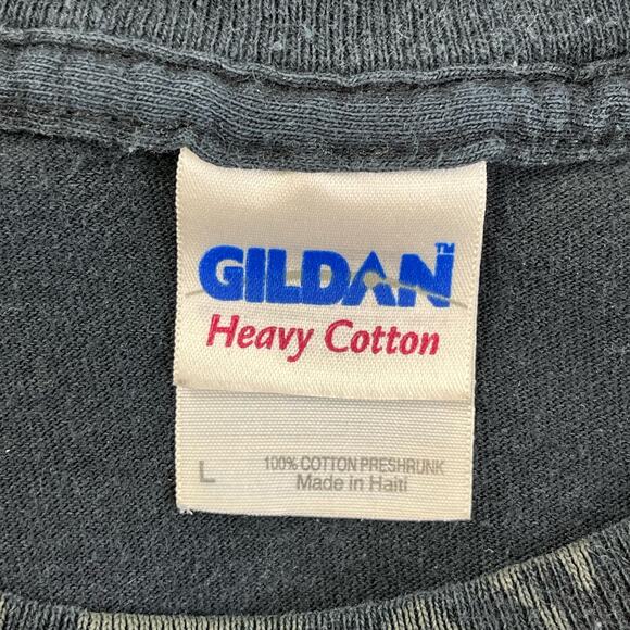 Y2K Dragon Vs Tiger Yin Yang Black White Liquid Blue Graphic T-Shirt 2000s Large - Picture 4 of 10